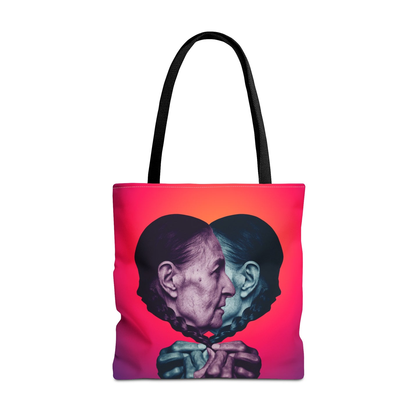 Mesmerizing Collage Art Tote Bag "Keeping Secrets" - Woman Whispering Secret into Her Own Ear