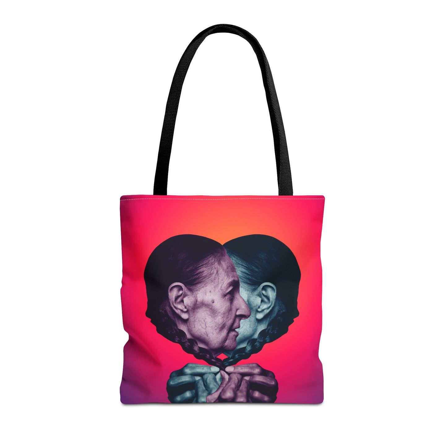 Mesmerizing Collage Art Tote Bag "Keeping Secrets" - Woman Whispering Secret into Her Own Ear