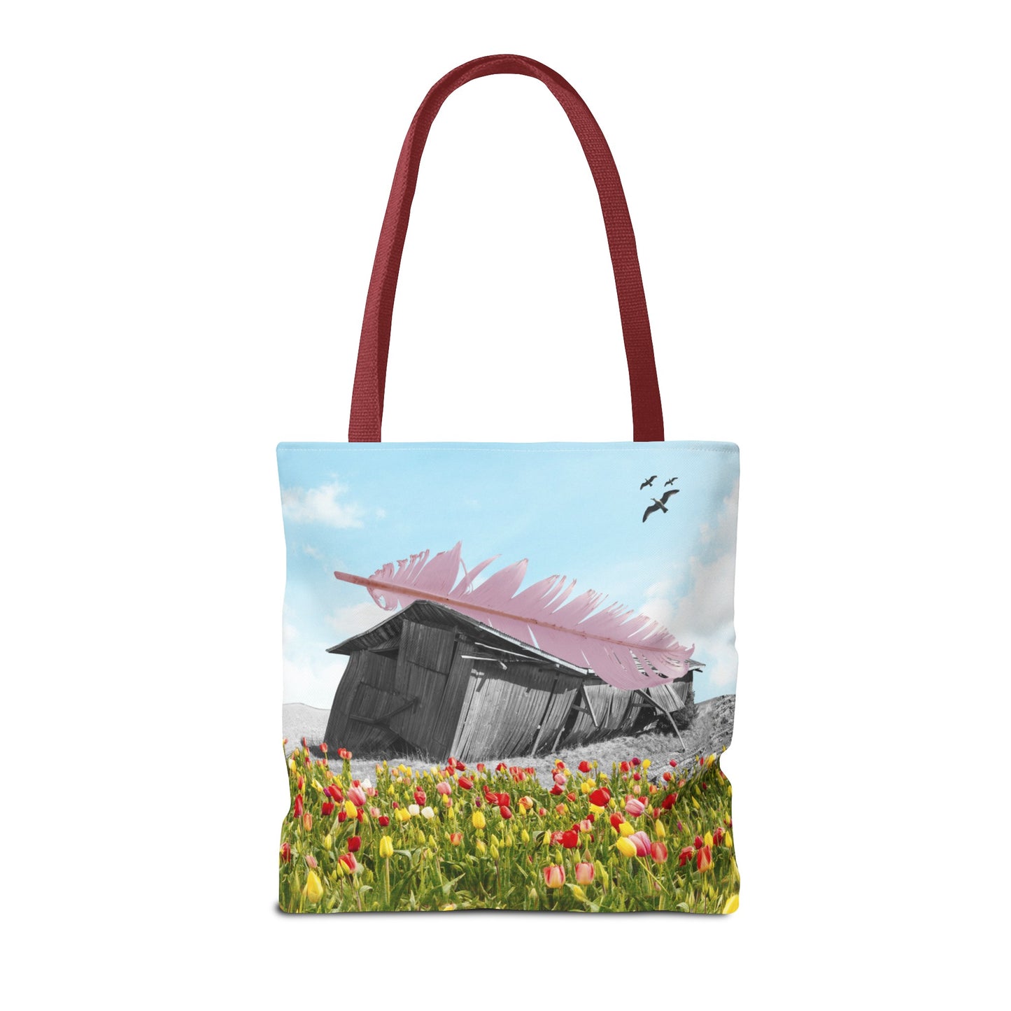 Strong As A Feather Tote Bag with Surreal Collage Art