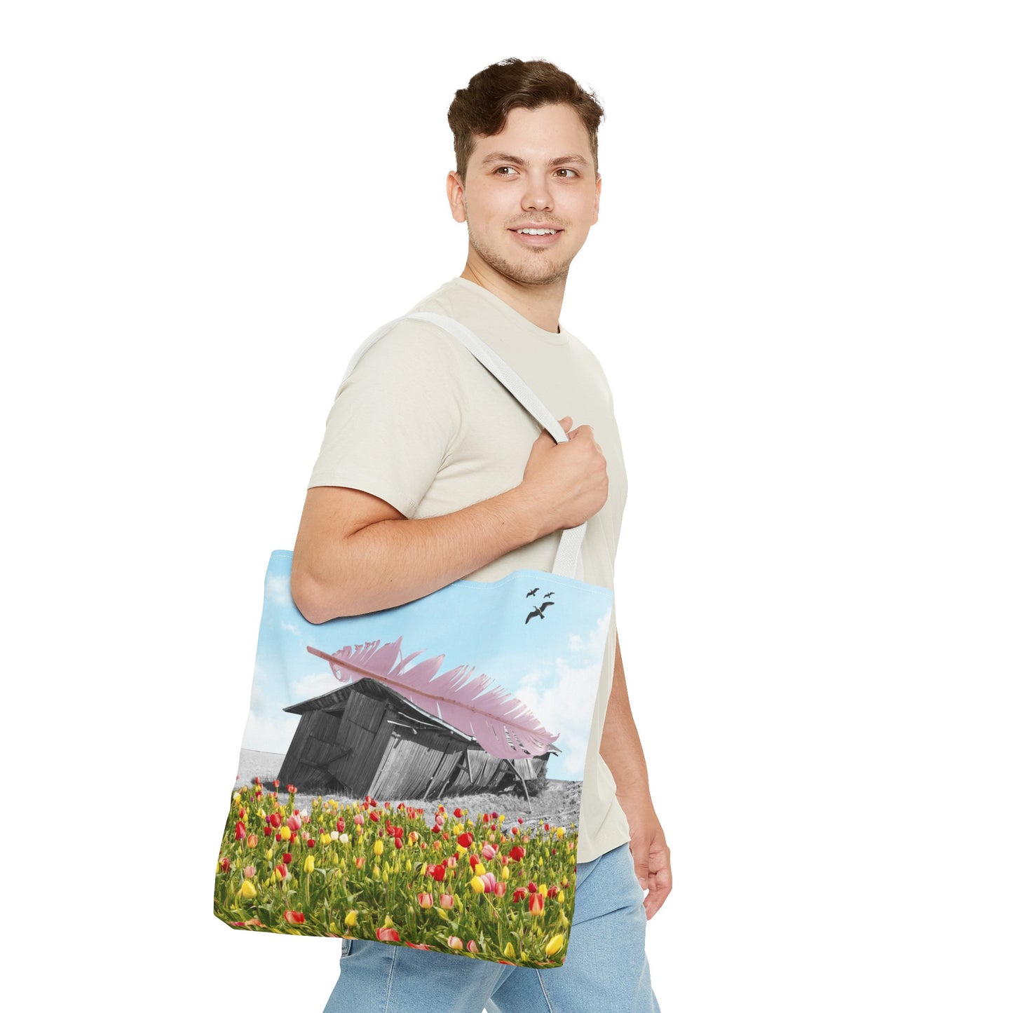 Strong As A Feather Tote Bag with Surreal Collage Art