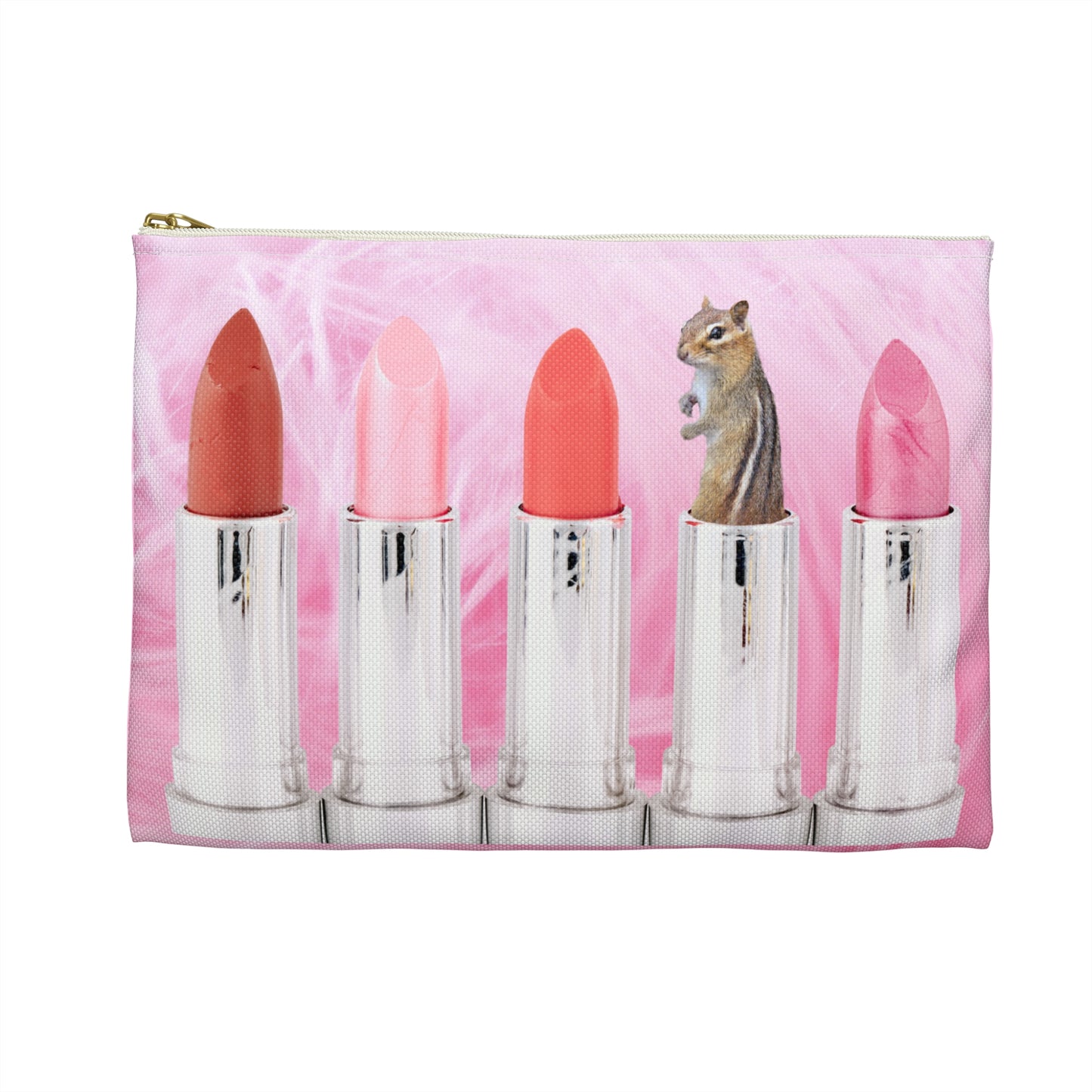 Vibrant Lipstick Accessory Pouch with Chipmunk Surprise - Unique Gift "Shocking Color"