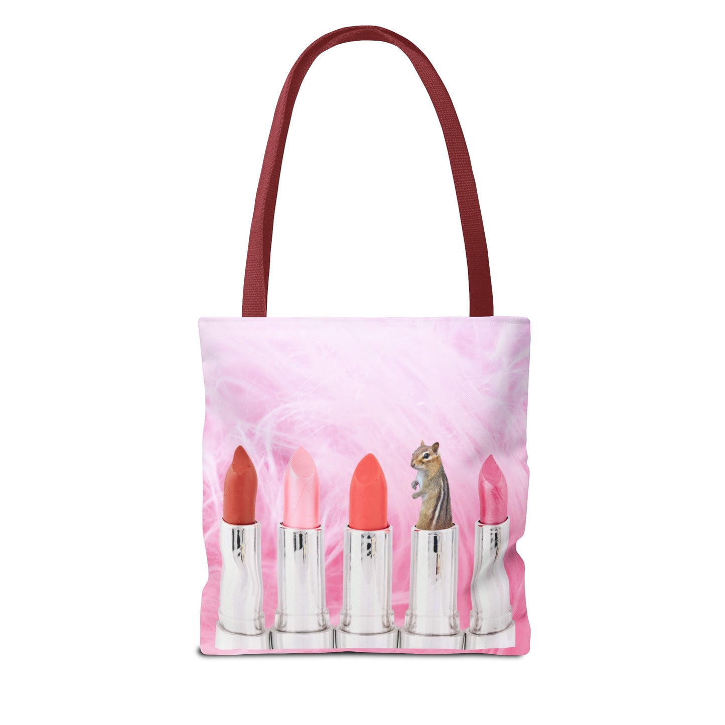 Vibrant Lipstick Tote Bag with Chipmunk Surprise - Unique Gift "Shocking Color"