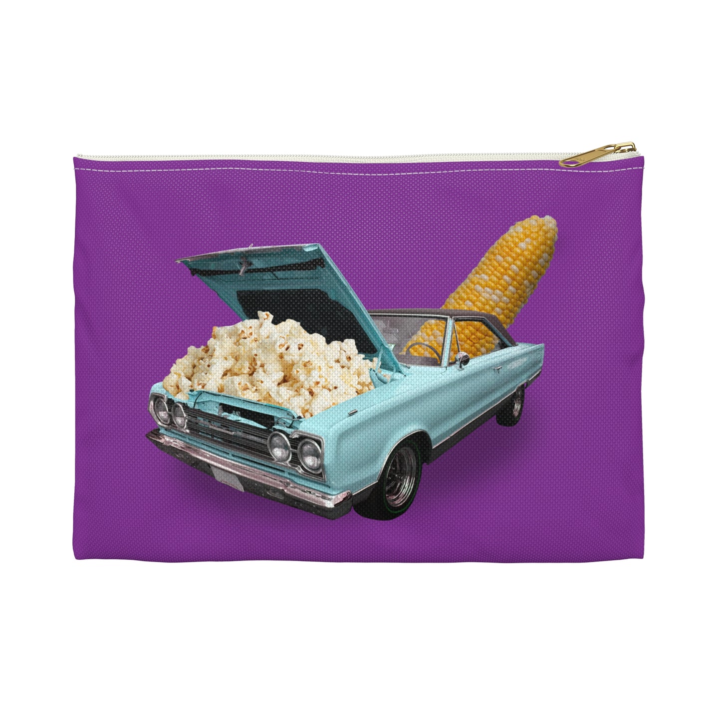 Quirky Accessory Pouch - Poppin' Ride: Popcorn Retro Car Fantasy