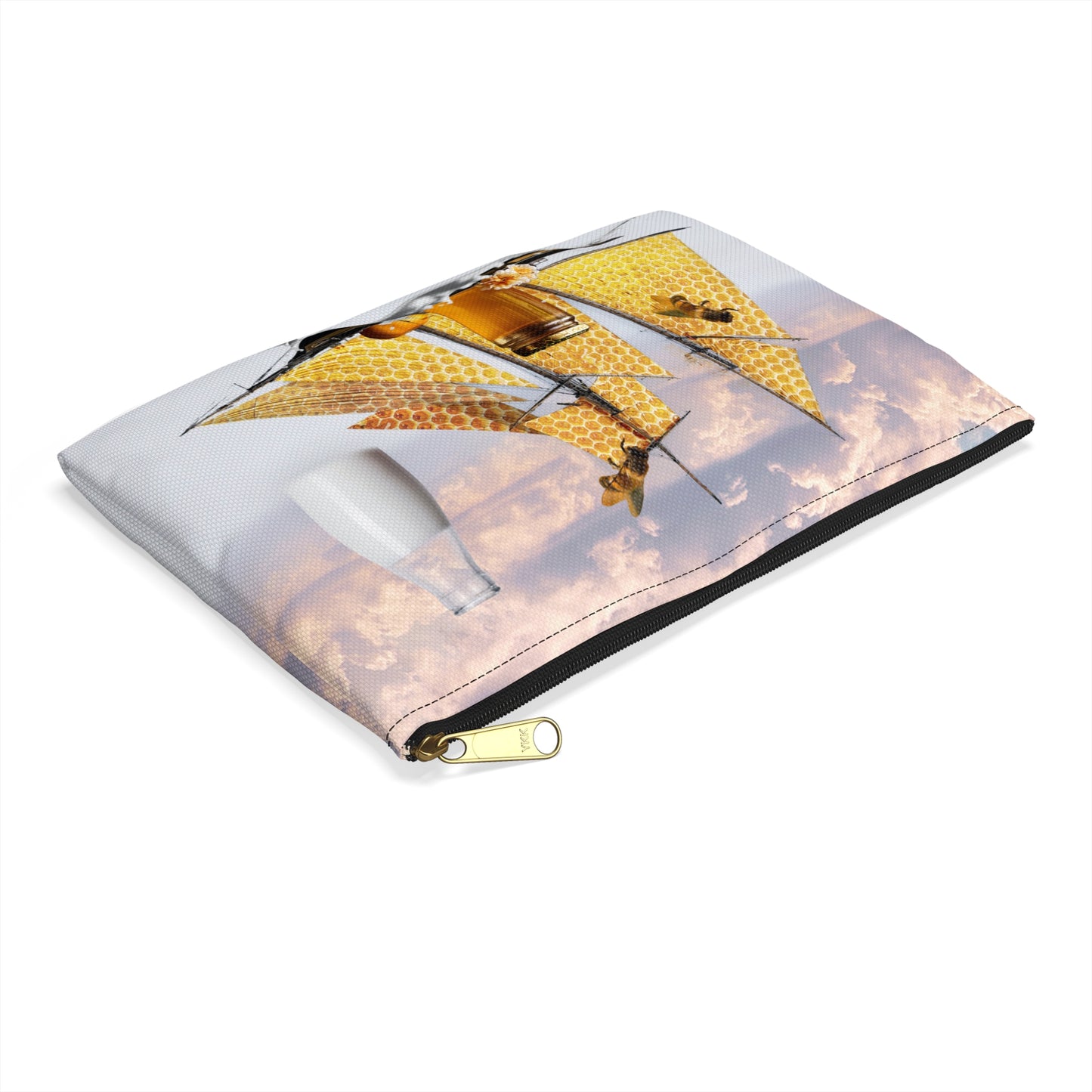 Whimsical Bees Adventure Accessory Pouch - Milk & Honey Collage Art