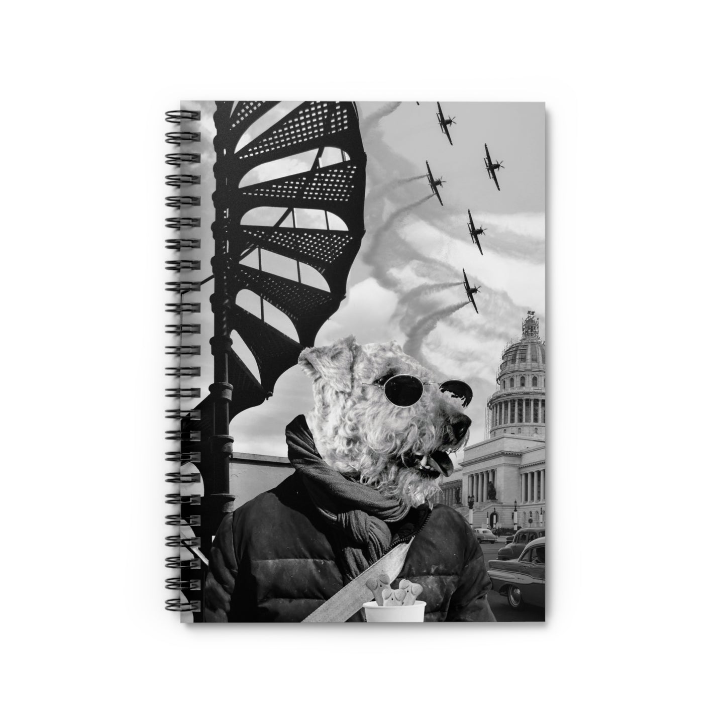 Whimsical Artisanal Treat Truck Collage Spiral Notebook - Perfect Gift for Travel Enthusiasts and Dog Lovers
