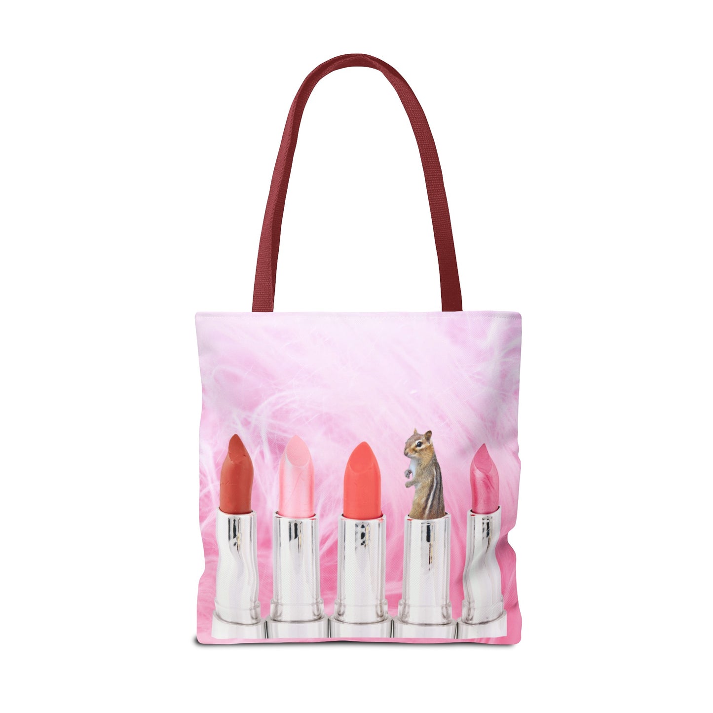 Vibrant Lipstick Tote Bag with Chipmunk Surprise - Unique Gift "Shocking Color"