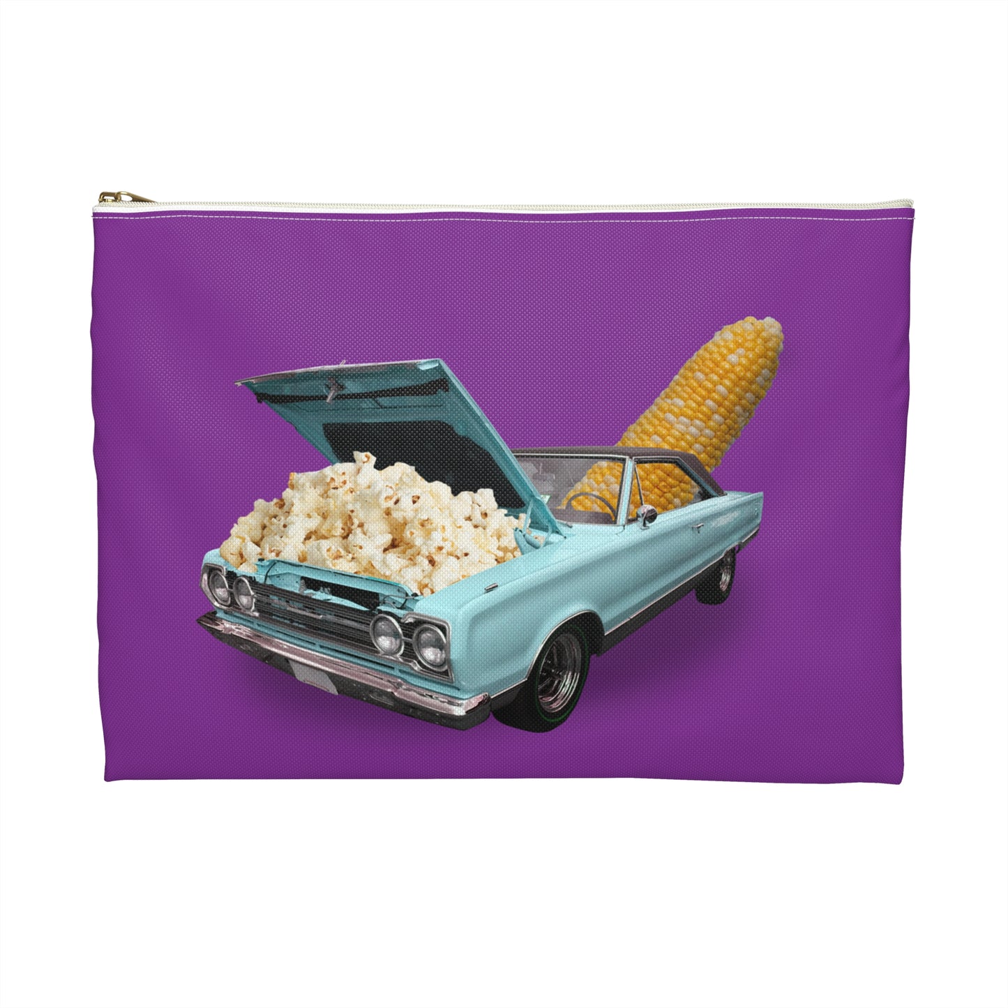Quirky Accessory Pouch - Poppin' Ride: Popcorn Retro Car Fantasy