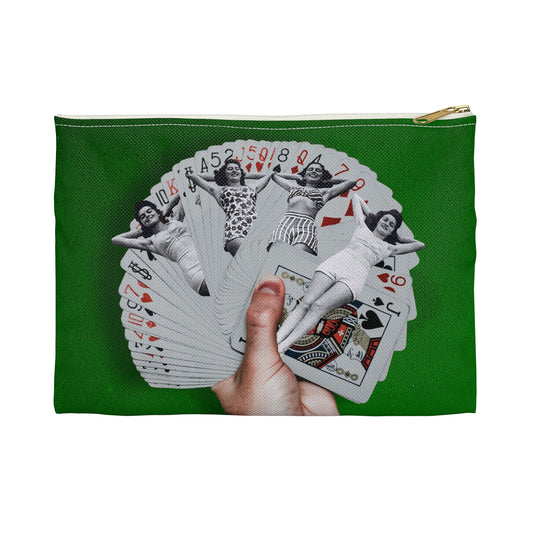 Feeling Lucky Accessory Pouch with Poker Hand Collage Art