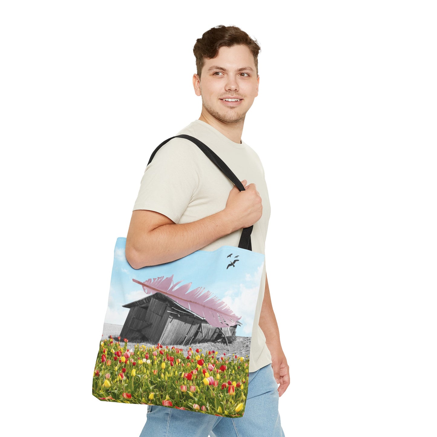 Strong As A Feather Tote Bag with Surreal Collage Art