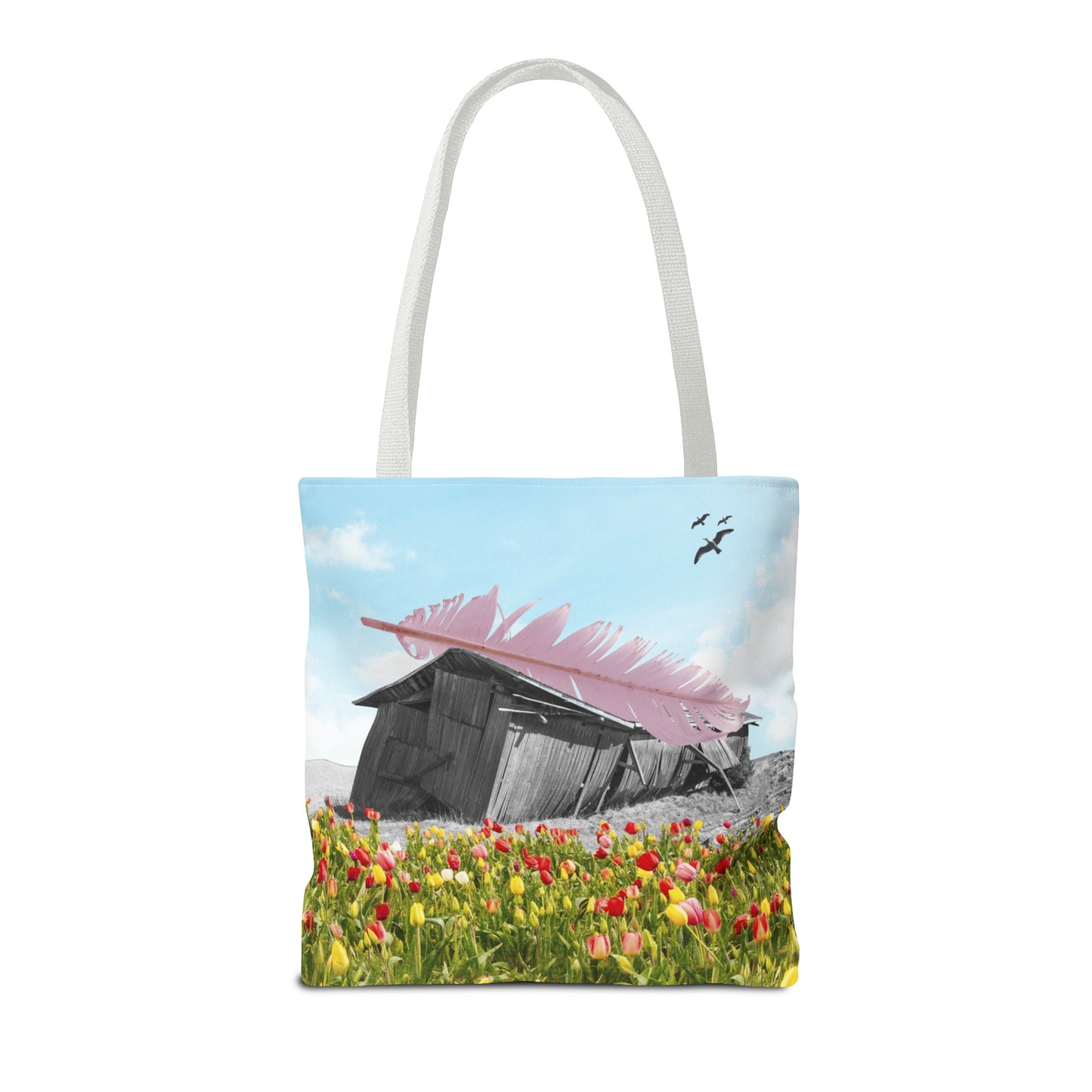 Strong As A Feather Tote Bag with Surreal Collage Art
