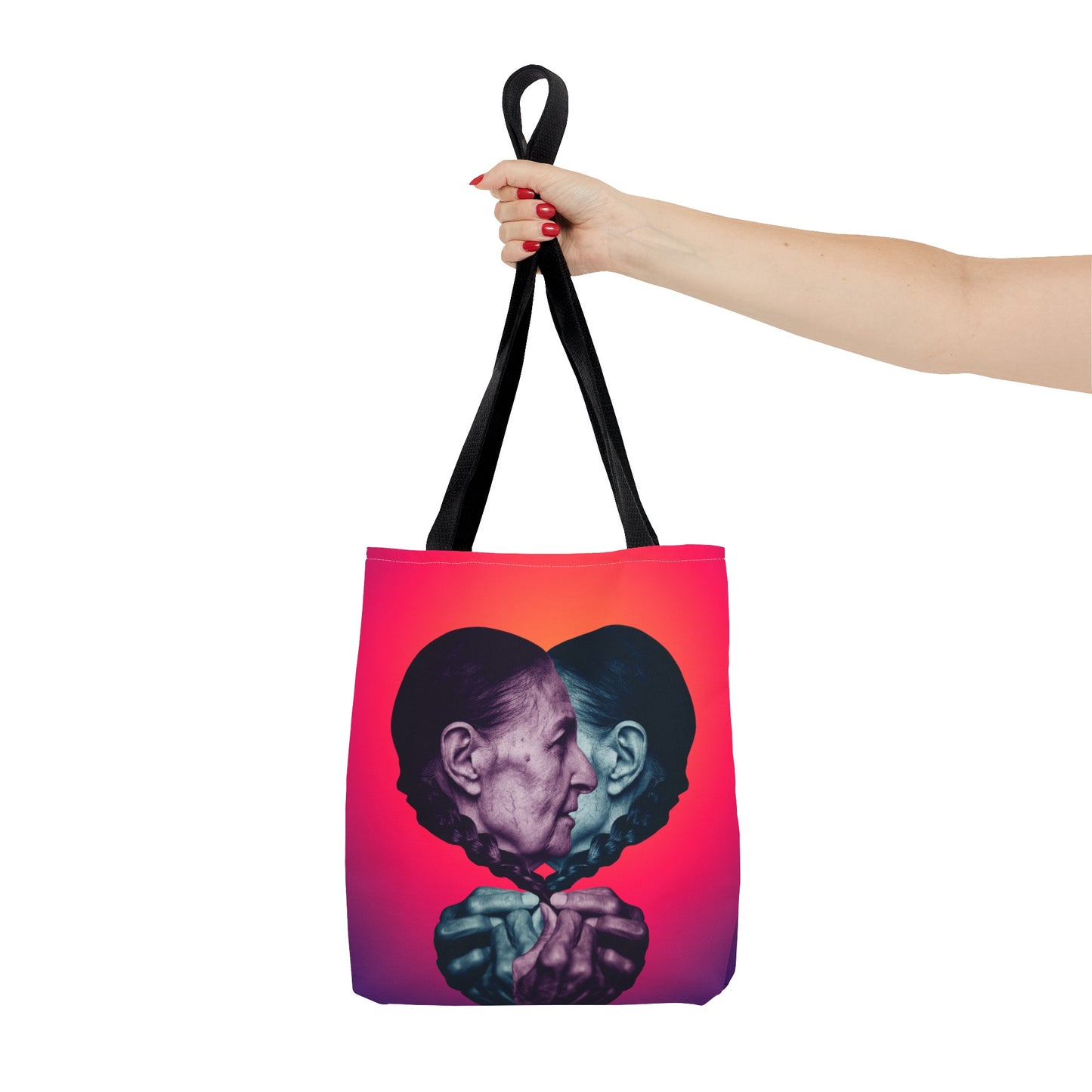 Mesmerizing Collage Art Tote Bag "Keeping Secrets" - Woman Whispering Secret into Her Own Ear