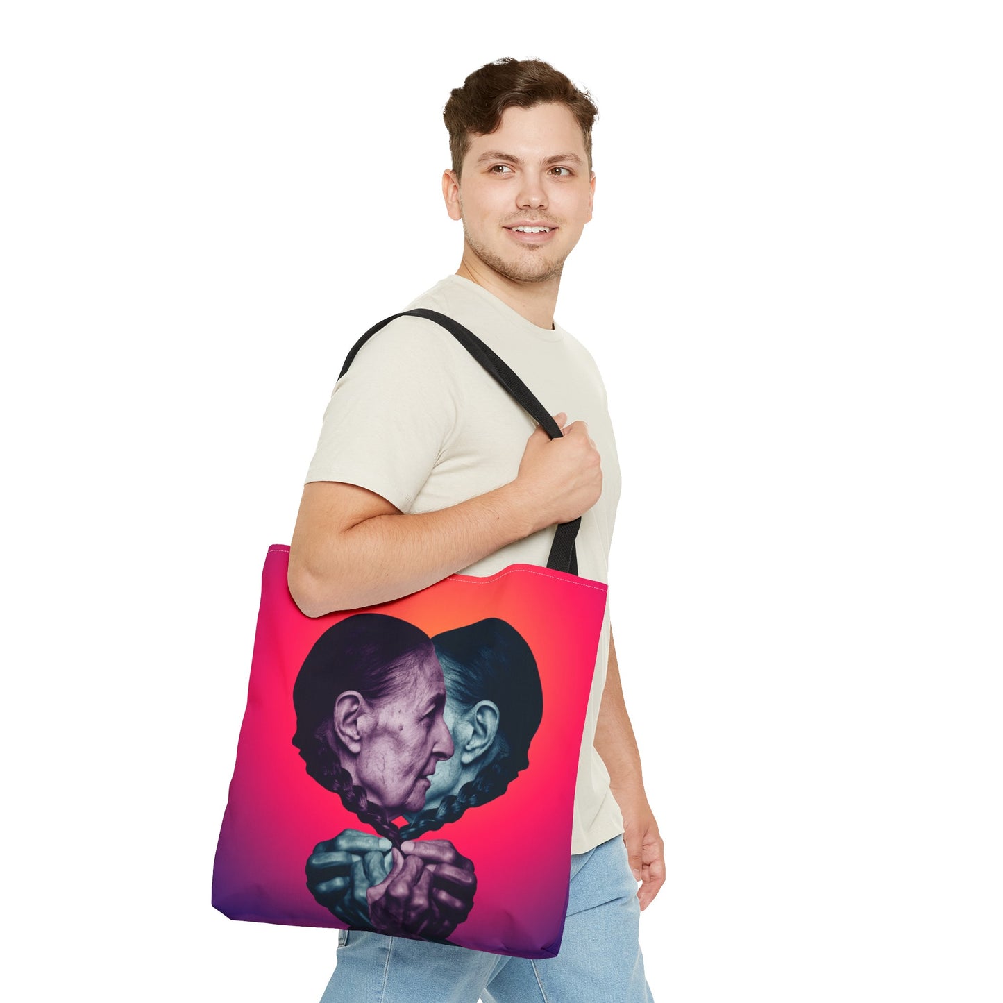 Mesmerizing Collage Art Tote Bag "Keeping Secrets" - Woman Whispering Secret into Her Own Ear