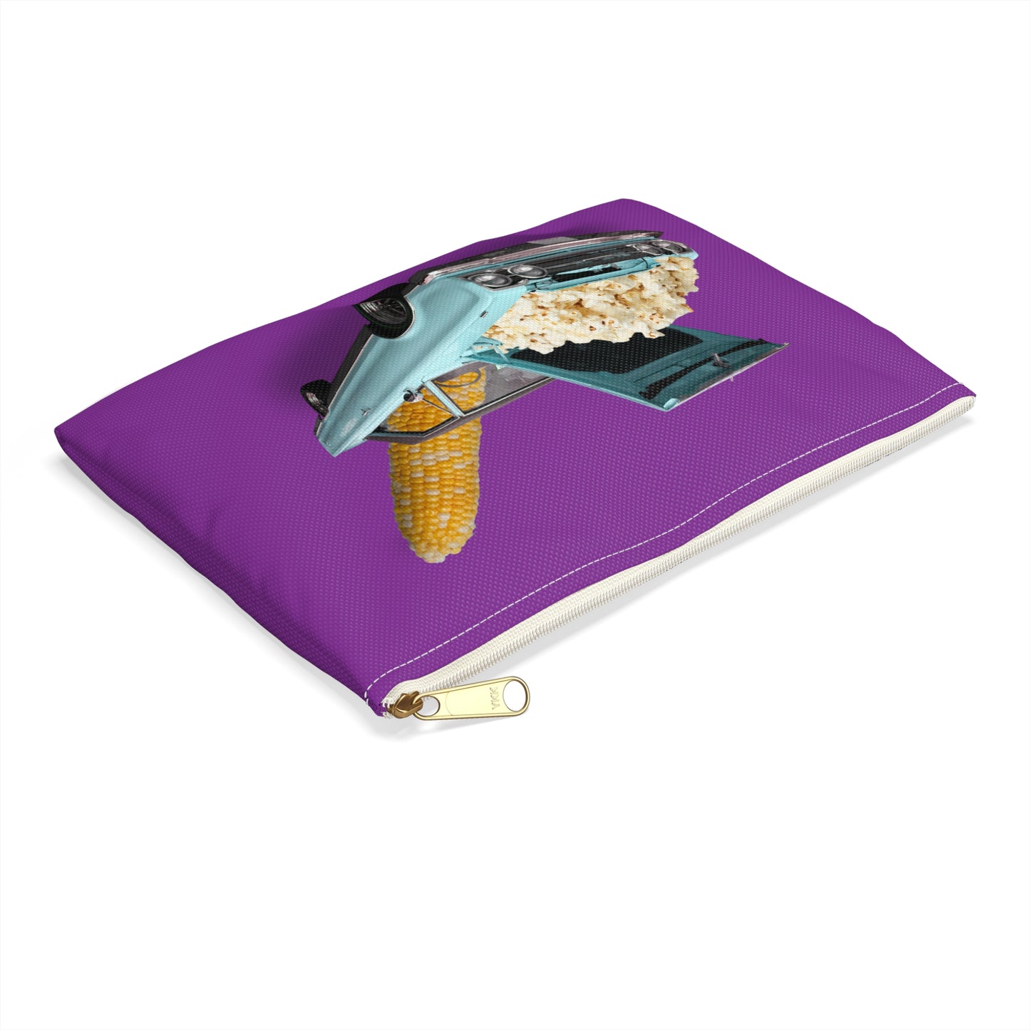 Quirky Accessory Pouch - Poppin' Ride: Popcorn Retro Car Fantasy