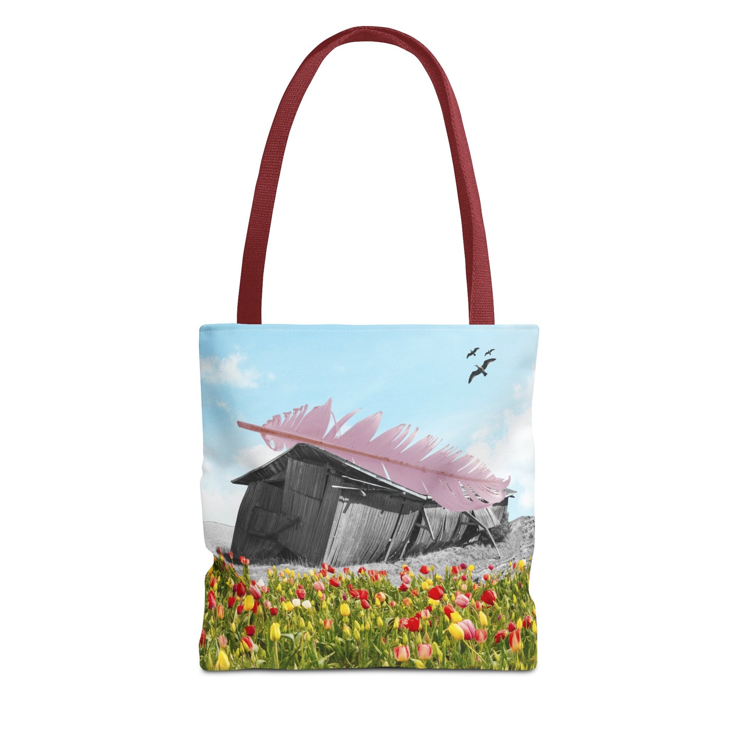 Strong As A Feather Tote Bag with Surreal Collage Art