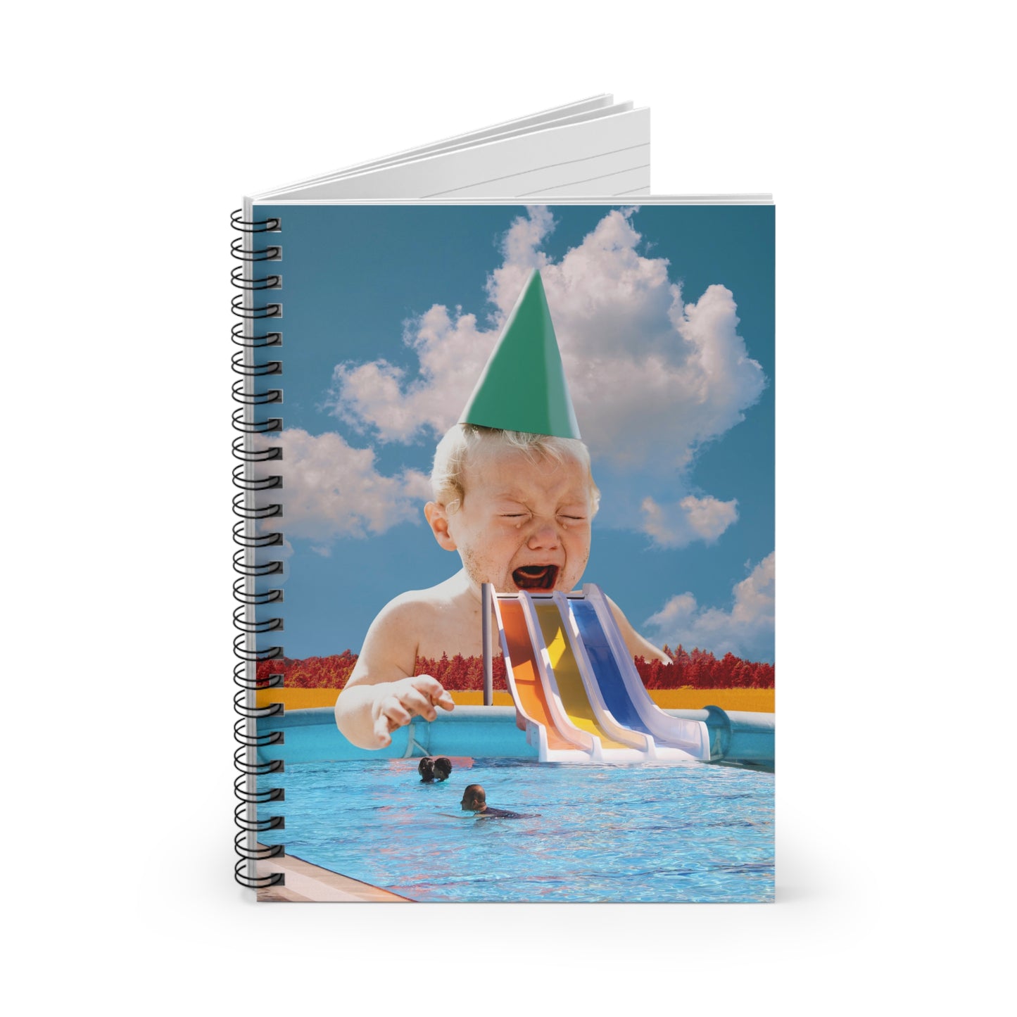 Unique Journal: Giant Baby With Party Hat and Pool Party Surreal Art Design - baby shower gift