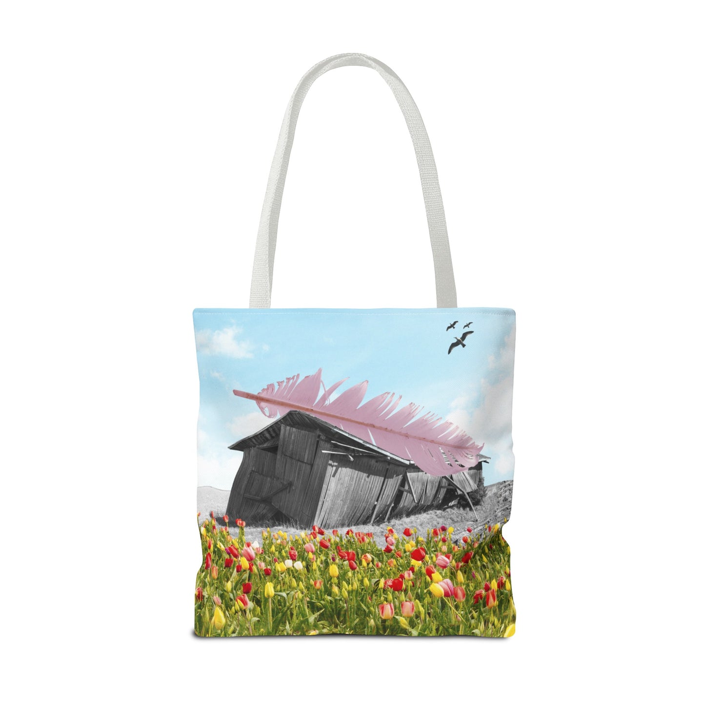 Strong As A Feather Tote Bag with Surreal Collage Art