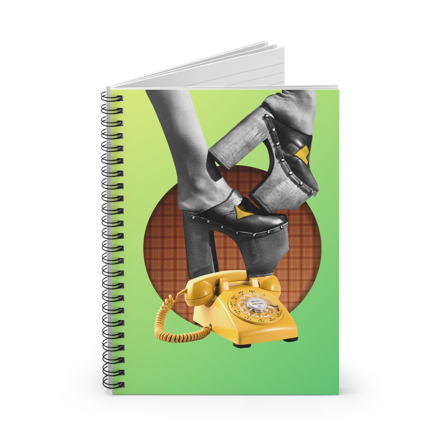 Groovy 70's Spiral Notebook with Collage Art 'Hold My Calls' Print - Retro Vibes!