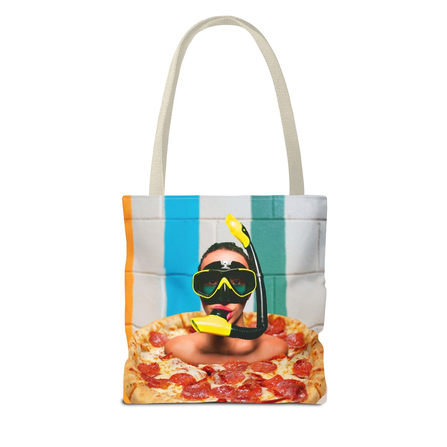 Cheesy Pizza Scuba Diver Tote Bag - Colorful Artwork for Divers & Foodies "Grease and Salt"