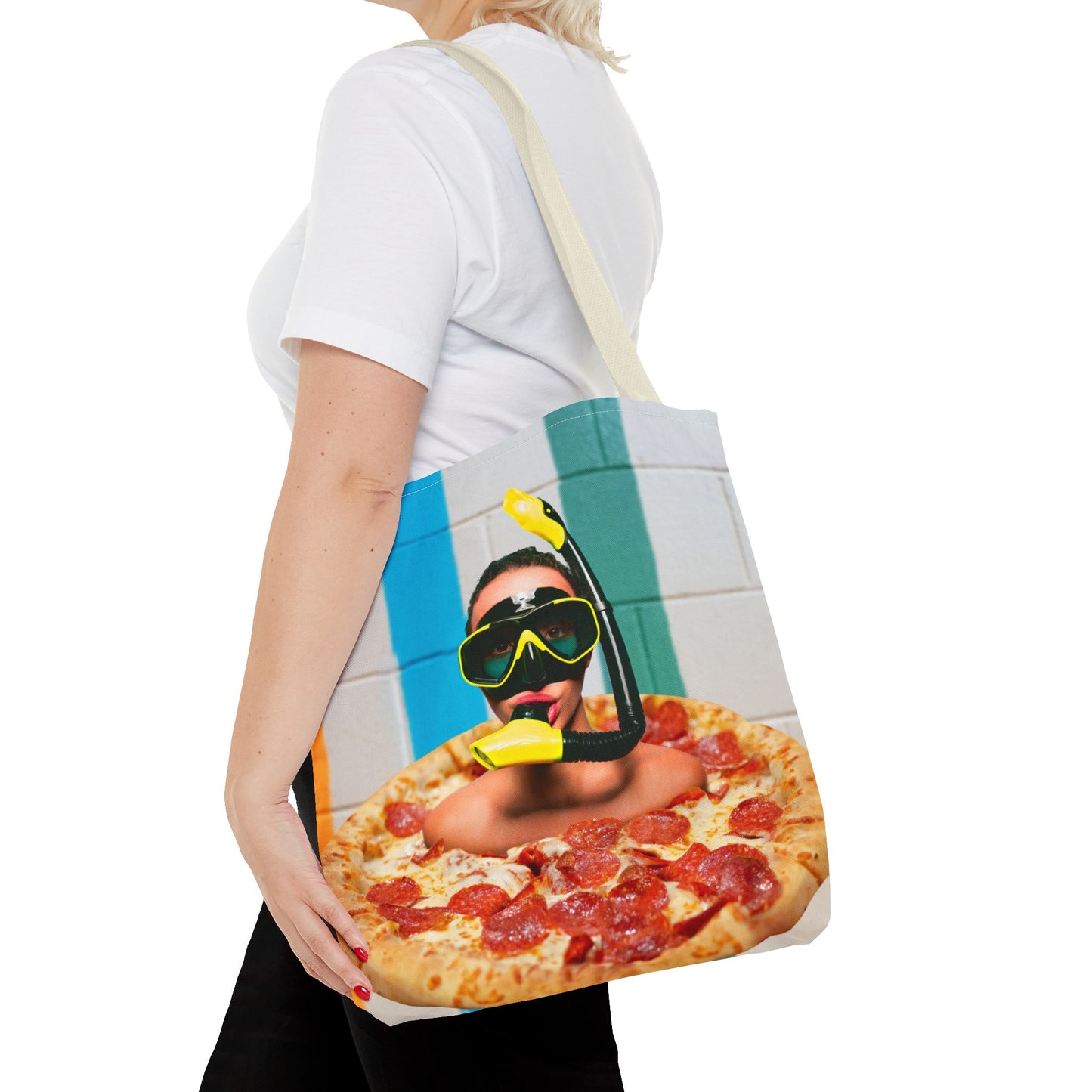Cheesy Pizza Scuba Diver Tote Bag - Colorful Artwork for Divers & Foodies "Grease and Salt"