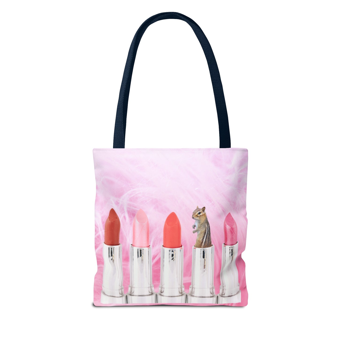 Vibrant Lipstick Tote Bag with Chipmunk Surprise - Unique Gift "Shocking Color"