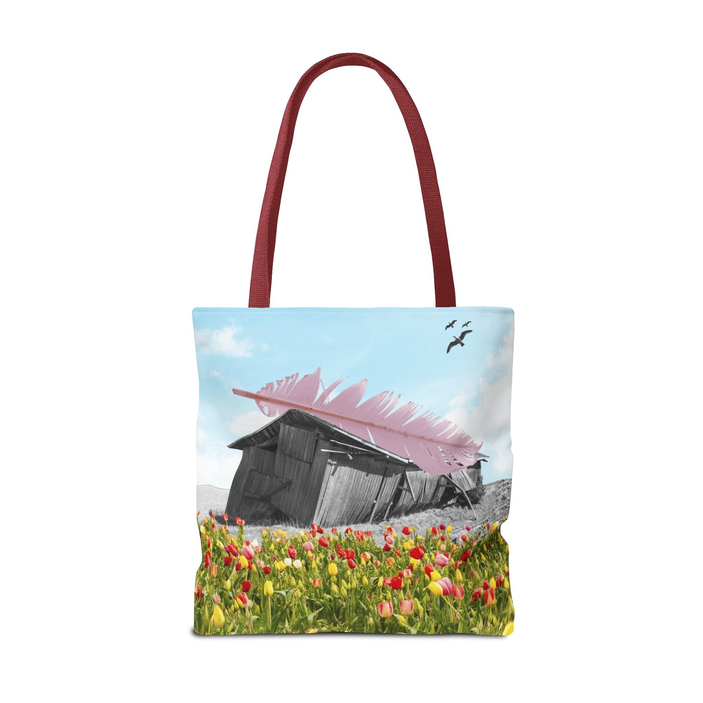 Strong As A Feather Tote Bag with Surreal Collage Art