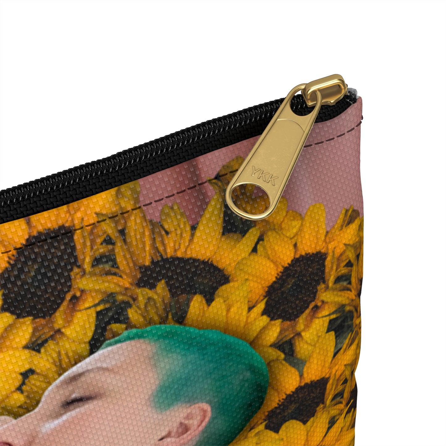 Loving Couple & Sunflowers Accessory Pouch - Surreal Artwork "Sunflowers In Your Room"