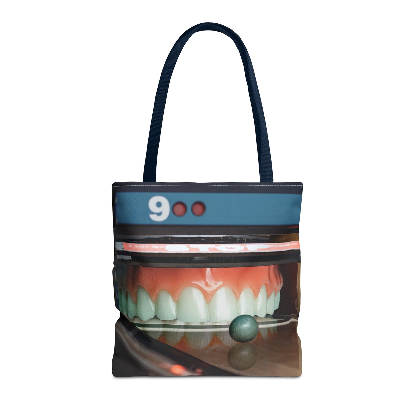 Gutter Mouth Tote Bag with Whimsical Bowling Lane Collage Art Bowler's Dental Tote