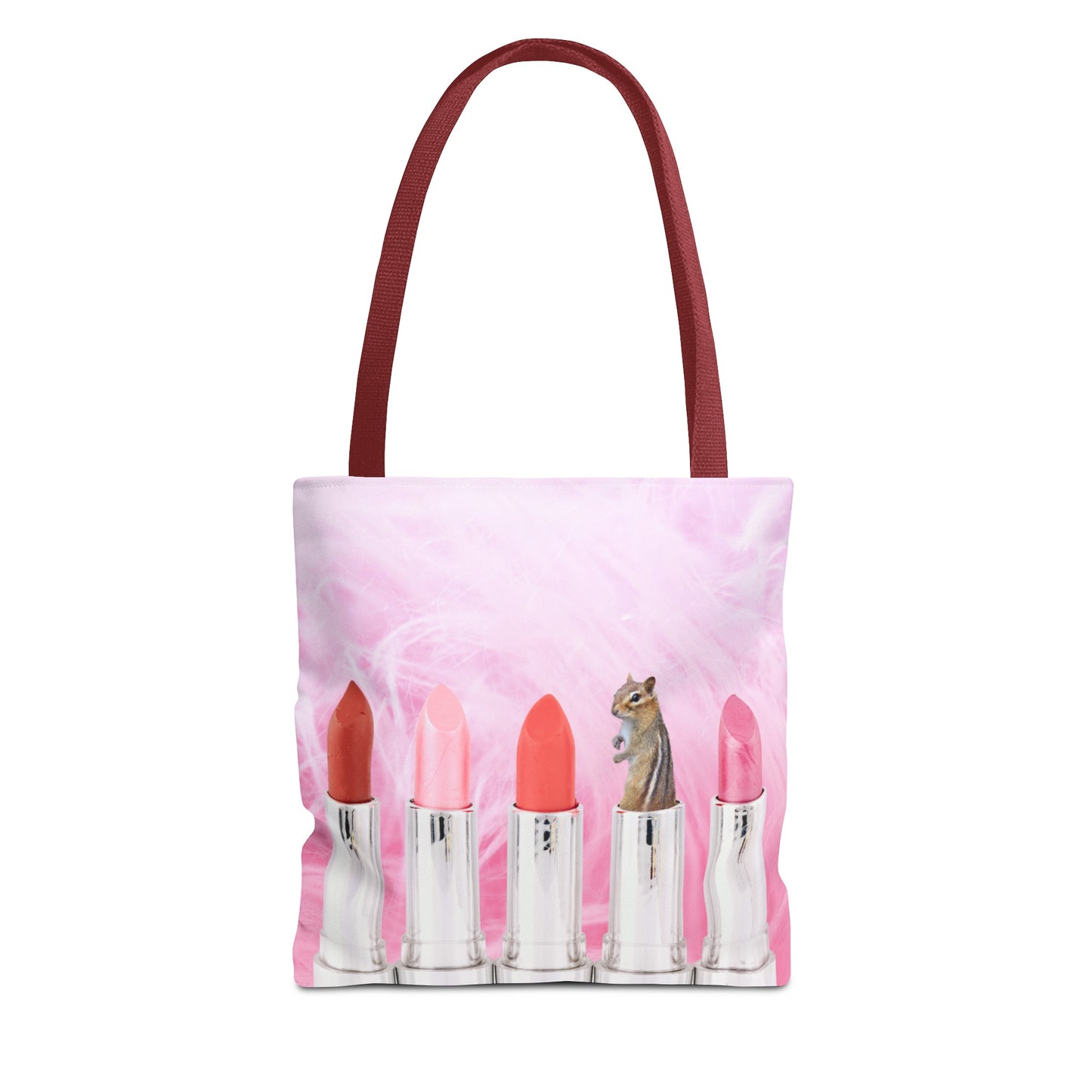 Vibrant Lipstick Tote Bag with Chipmunk Surprise - Unique Gift "Shocking Color"