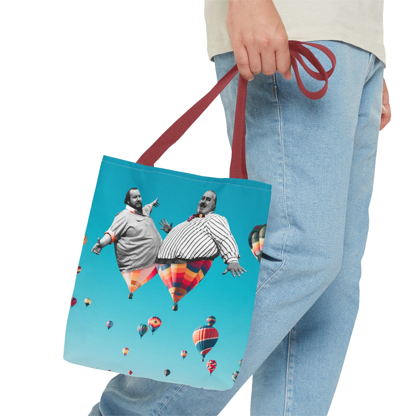 Whimsical Tote Bag with Surreal Art Print - Up Up & Away - Captivating Figures in Flight