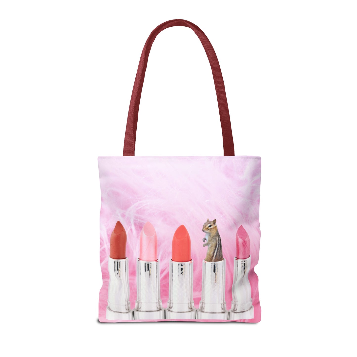 Vibrant Lipstick Tote Bag with Chipmunk Surprise - Unique Gift "Shocking Color"