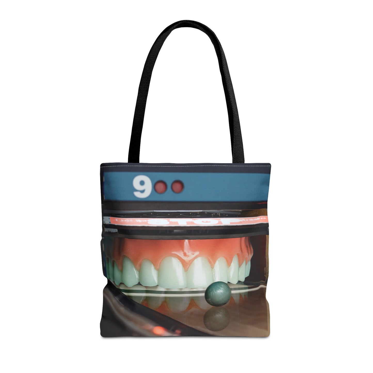 Gutter Mouth Tote Bag with Whimsical Bowling Lane Collage Art Bowler's Dental Tote