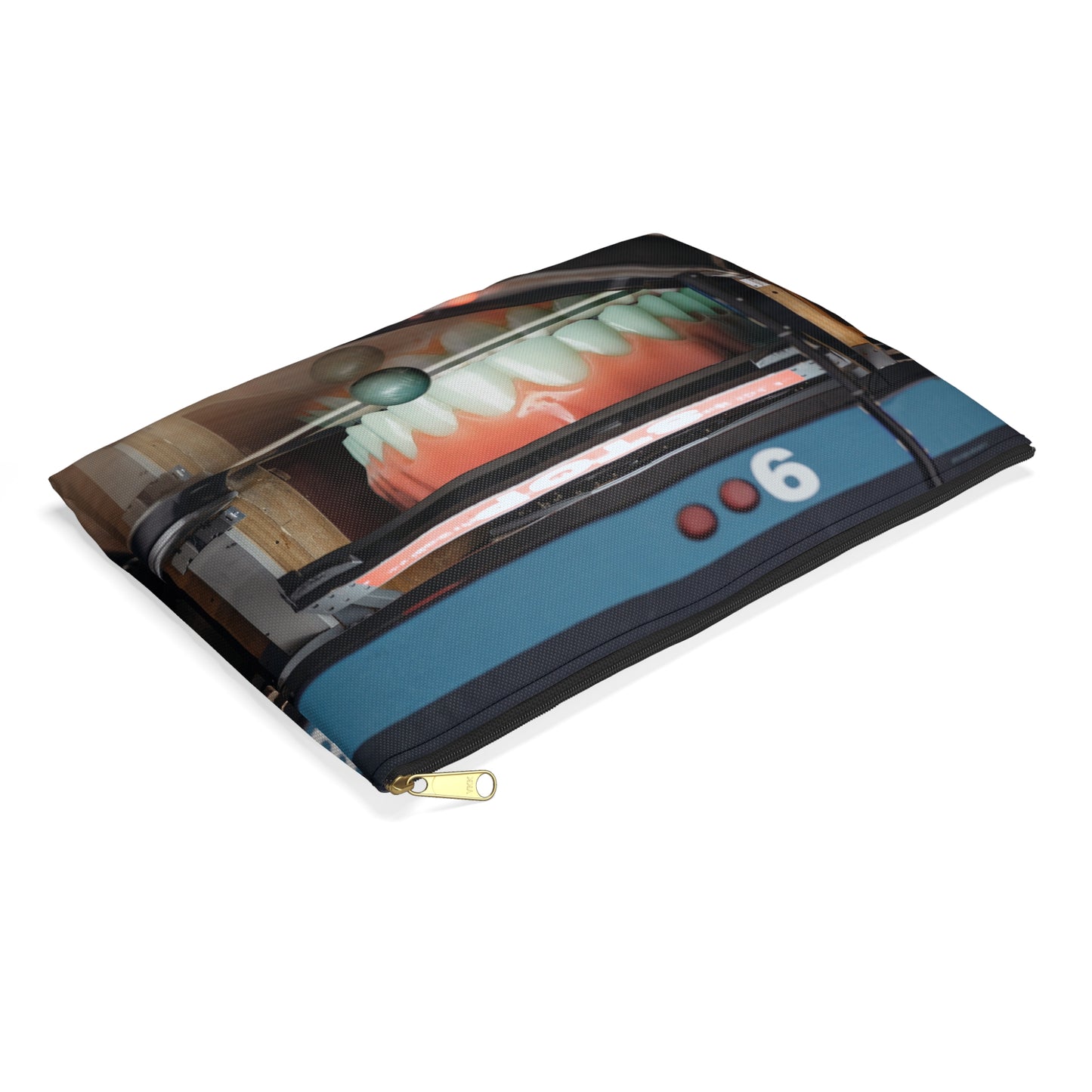 Whimsical Bowling Lane Art on Accessory Pouch - 'Gutter Mouth'