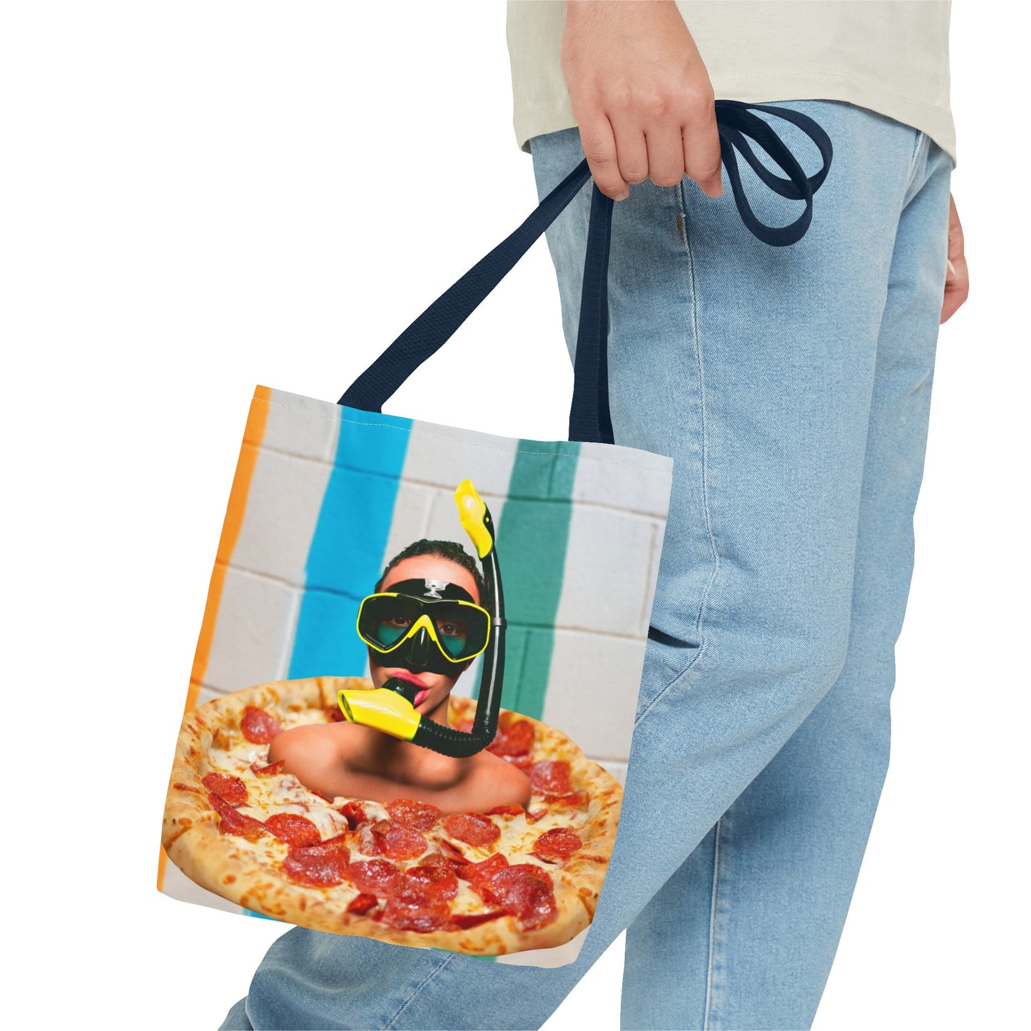 Cheesy Pizza Scuba Diver Tote Bag - Colorful Artwork for Divers & Foodies "Grease and Salt"