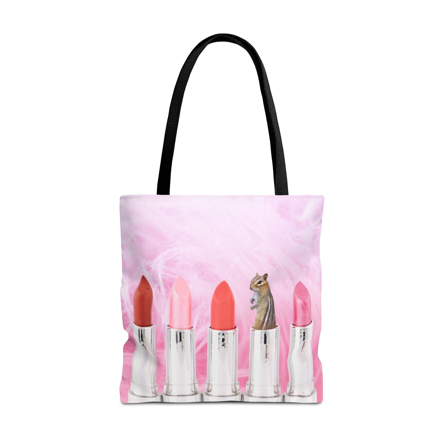 Vibrant Lipstick Tote Bag with Chipmunk Surprise - Unique Gift "Shocking Color"