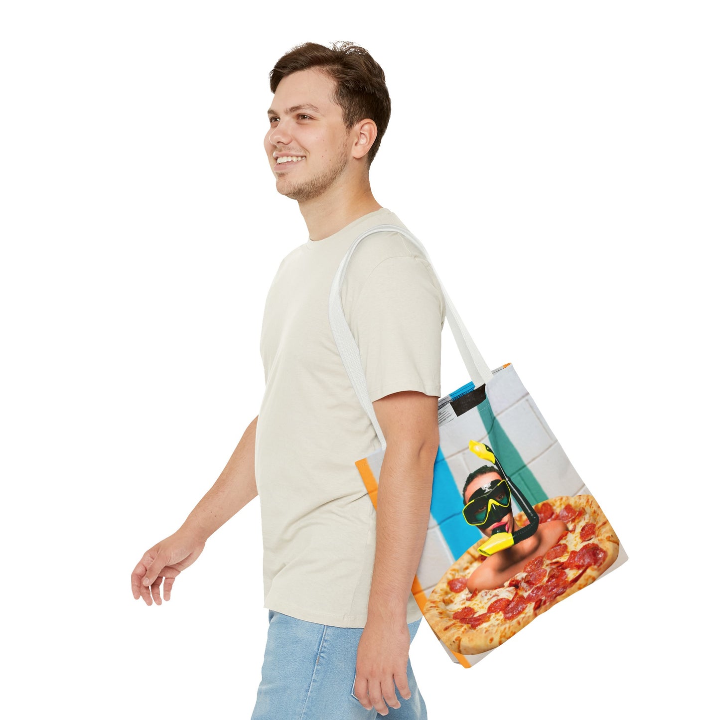Cheesy Pizza Scuba Diver Tote Bag - Colorful Artwork for Divers & Foodies "Grease and Salt"