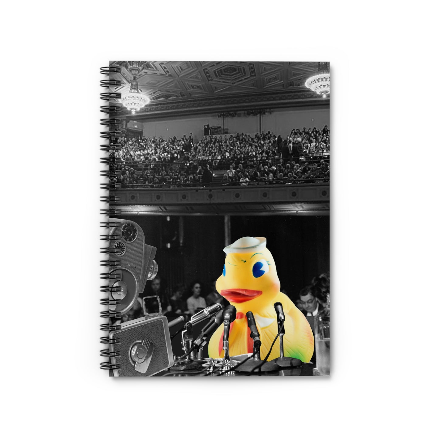 Spiral Notebook with Surreal Collage Art Print Cover - Ducky Conference - Great Gift for Writers, New Parents, etc