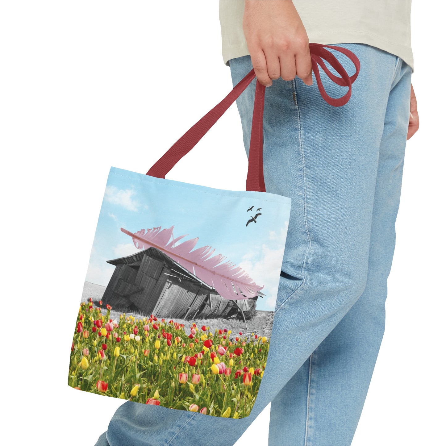 Strong As A Feather Tote Bag with Surreal Collage Art