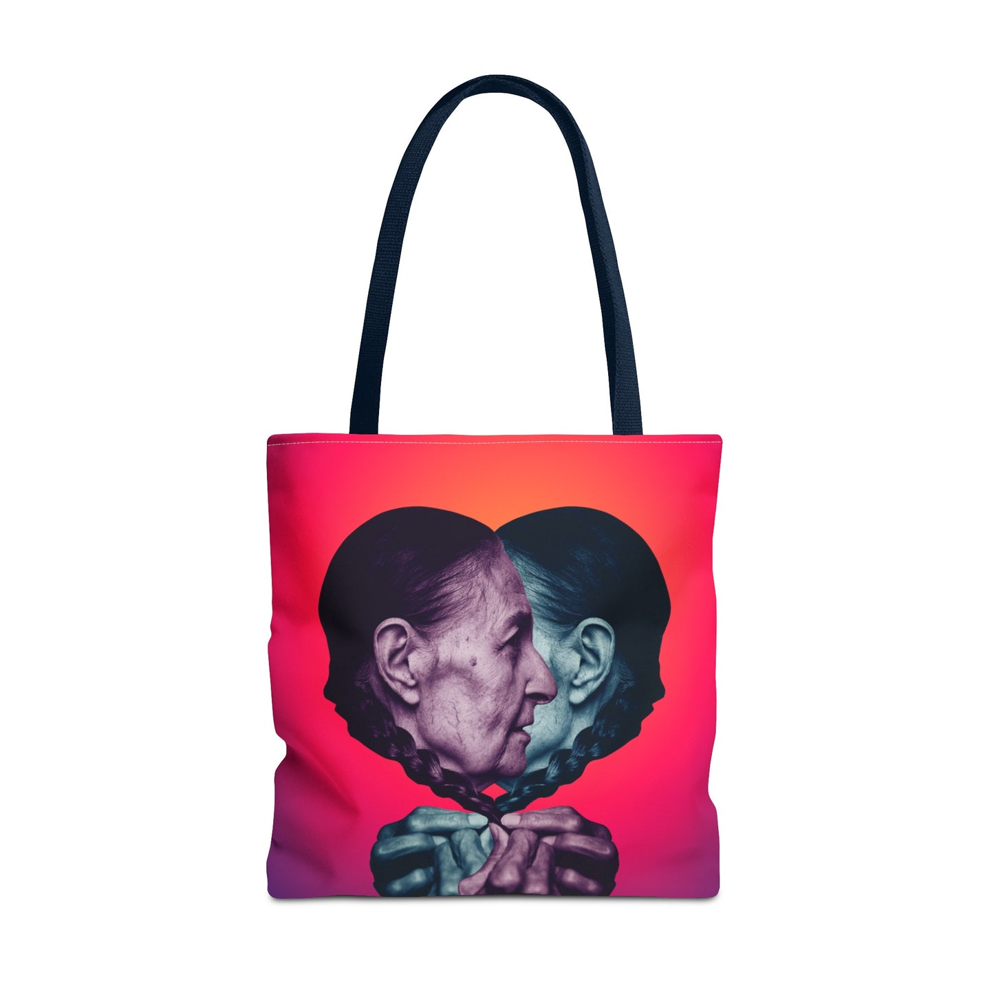 Mesmerizing Collage Art Tote Bag "Keeping Secrets" - Woman Whispering Secret into Her Own Ear