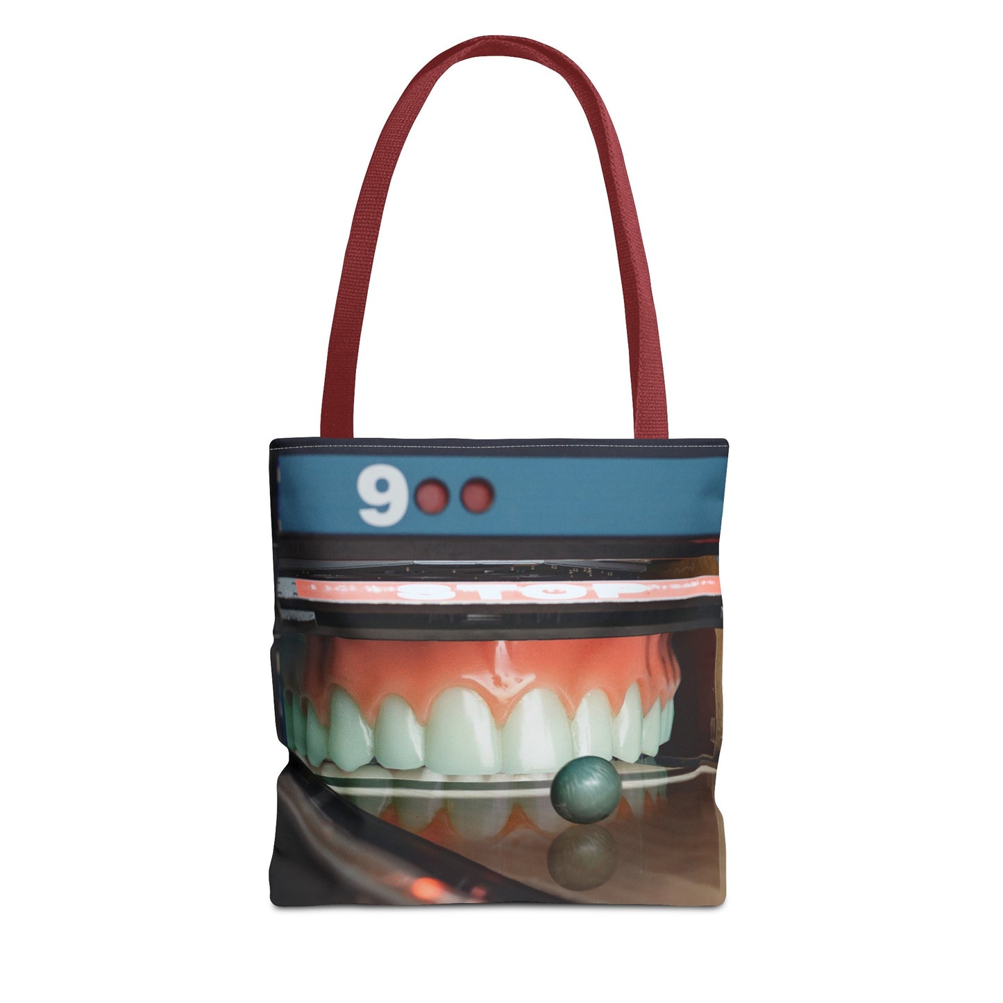 Gutter Mouth Tote Bag with Whimsical Bowling Lane Collage Art Bowler's Dental Tote