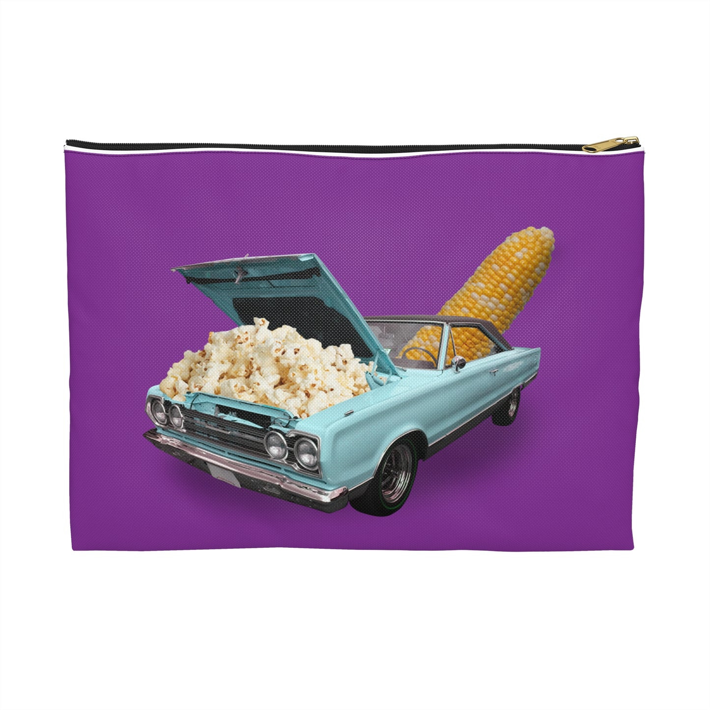 Quirky Accessory Pouch - Poppin' Ride: Popcorn Retro Car Fantasy