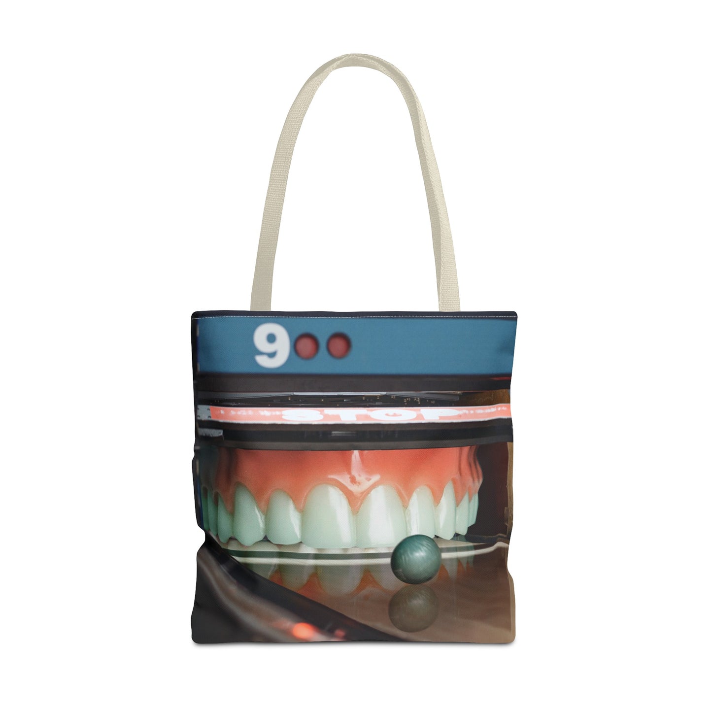 Gutter Mouth Tote Bag with Whimsical Bowling Lane Collage Art Bowler's Dental Tote