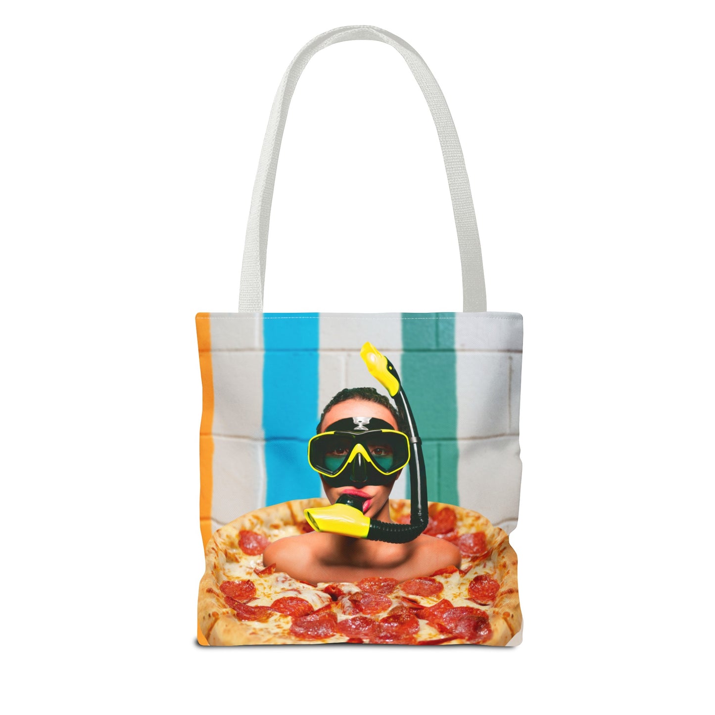 Cheesy Pizza Scuba Diver Tote Bag - Colorful Artwork for Divers & Foodies "Grease and Salt"