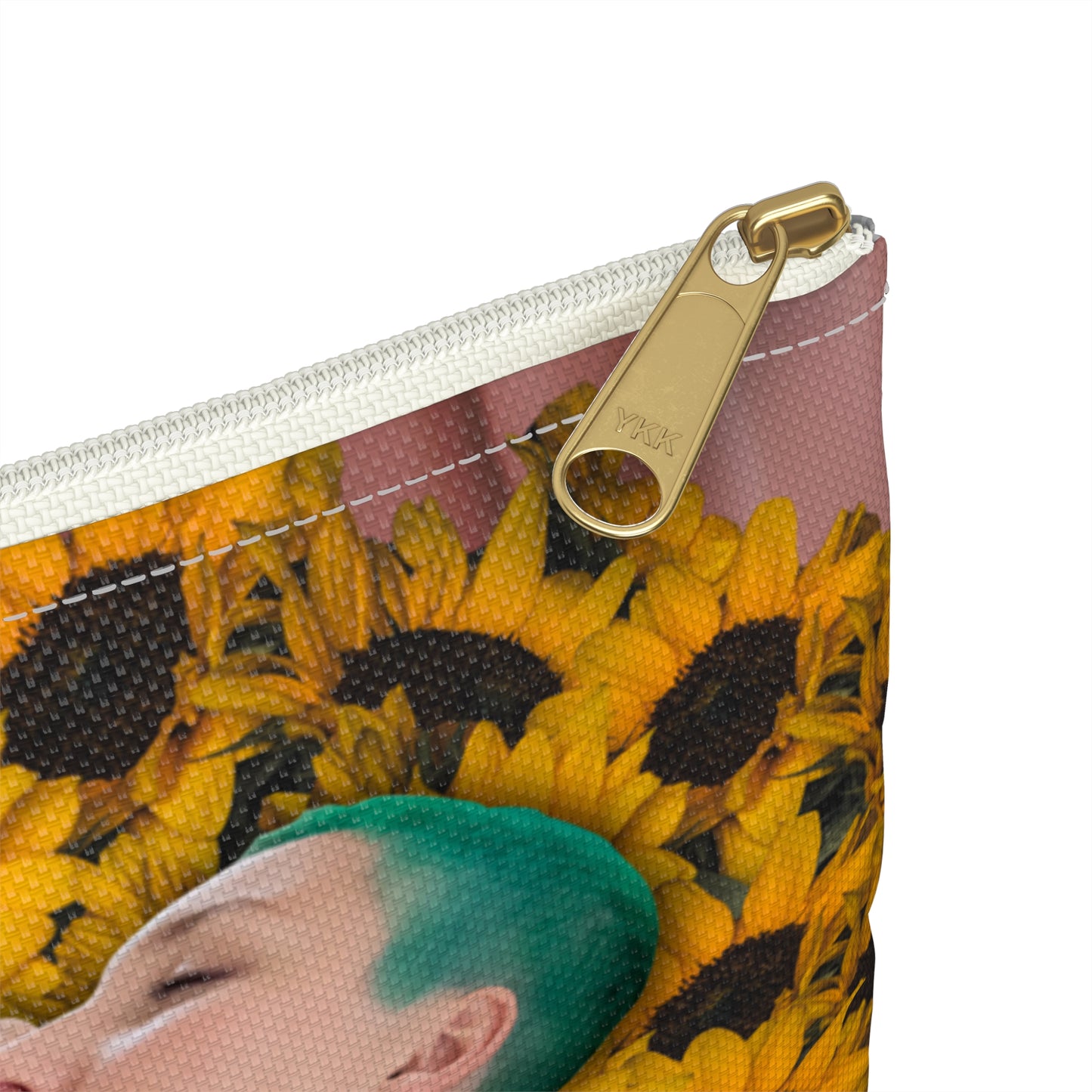 Loving Couple & Sunflowers Accessory Pouch - Surreal Artwork "Sunflowers In Your Room"