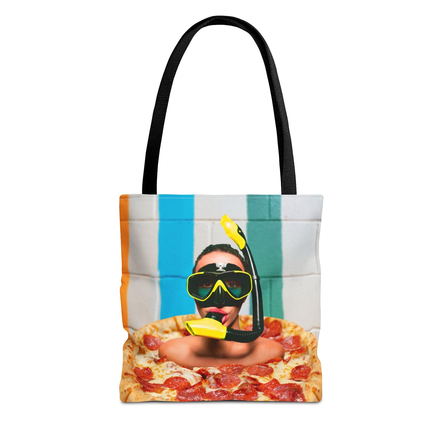 Cheesy Pizza Scuba Diver Tote Bag - Colorful Artwork for Divers & Foodies "Grease and Salt"