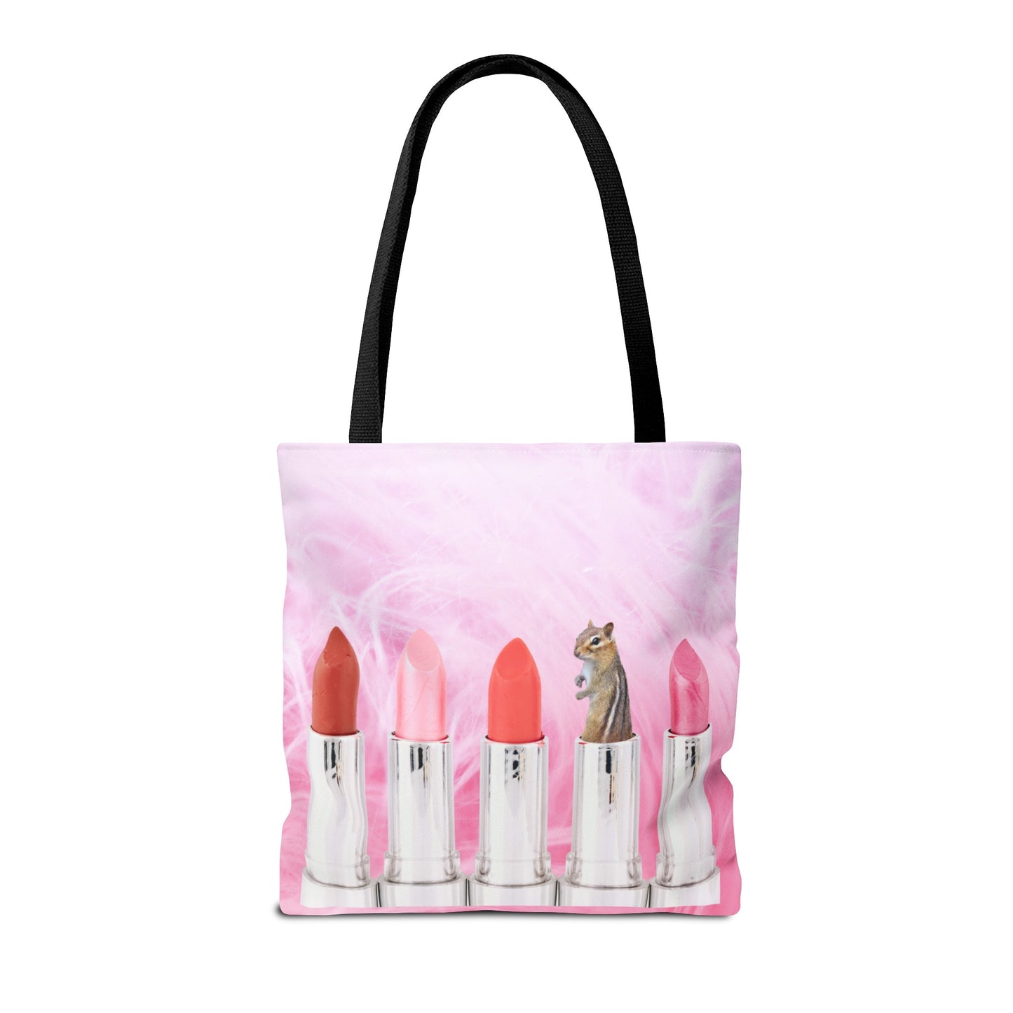 Vibrant Lipstick Tote Bag with Chipmunk Surprise - Unique Gift "Shocking Color"