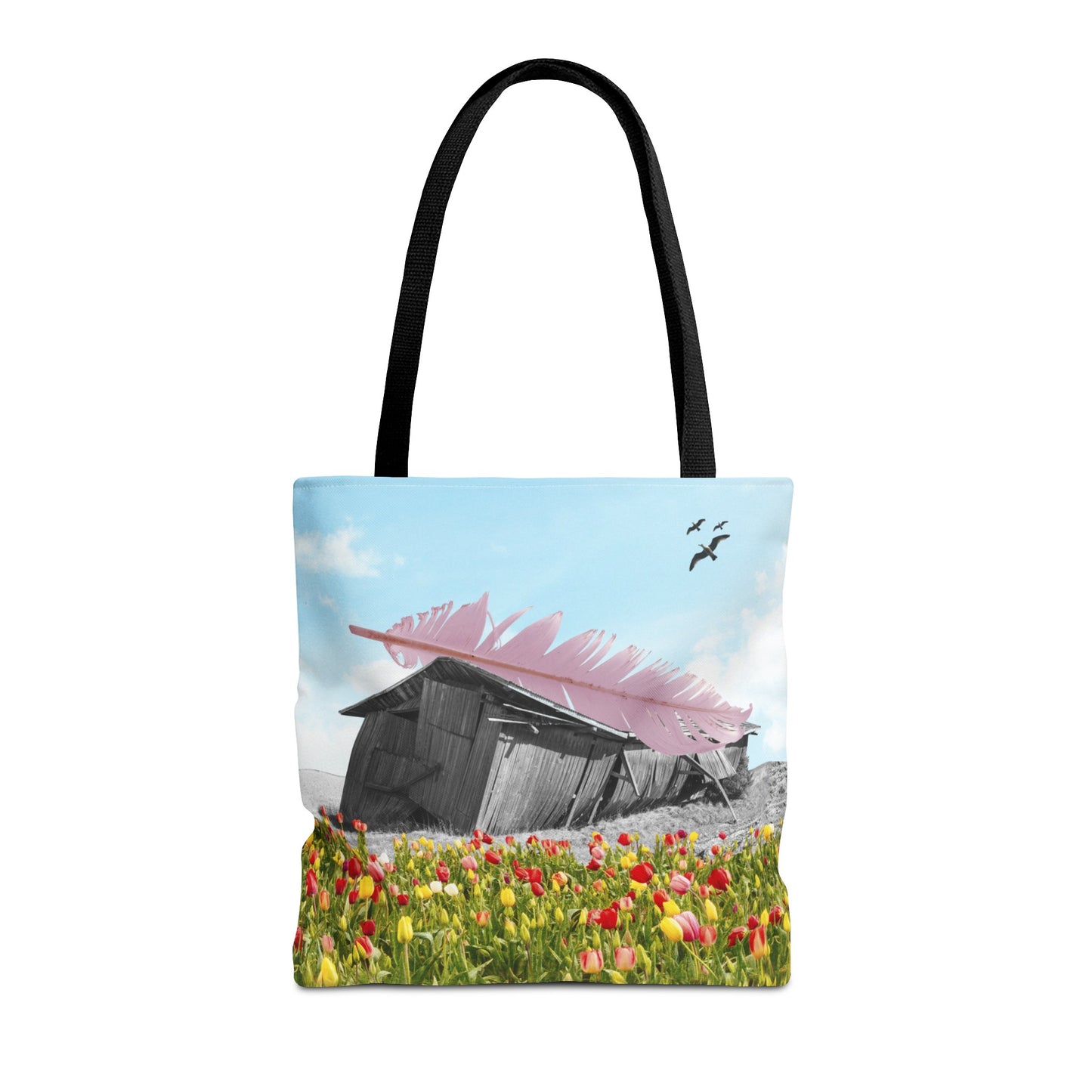 Strong As A Feather Tote Bag with Surreal Collage Art