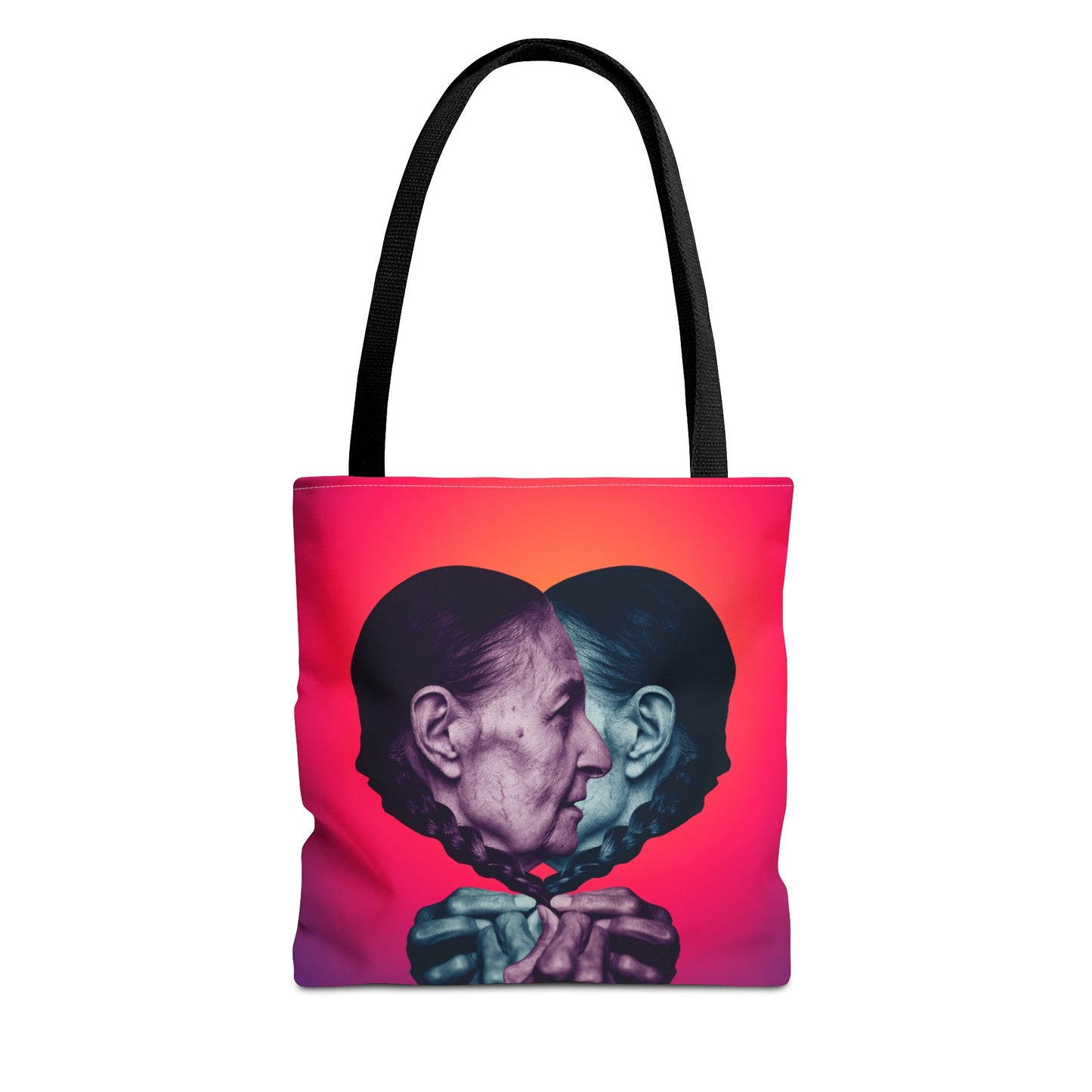 Mesmerizing Collage Art Tote Bag "Keeping Secrets" - Woman Whispering Secret into Her Own Ear