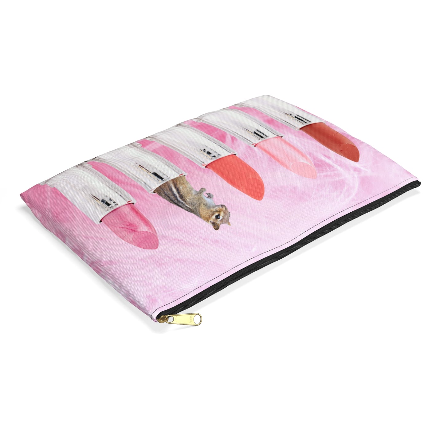 Vibrant Lipstick Accessory Pouch with Chipmunk Surprise - Unique Gift "Shocking Color"