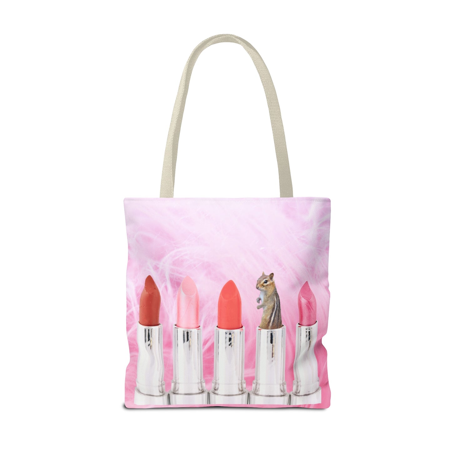 Vibrant Lipstick Tote Bag with Chipmunk Surprise - Unique Gift "Shocking Color"