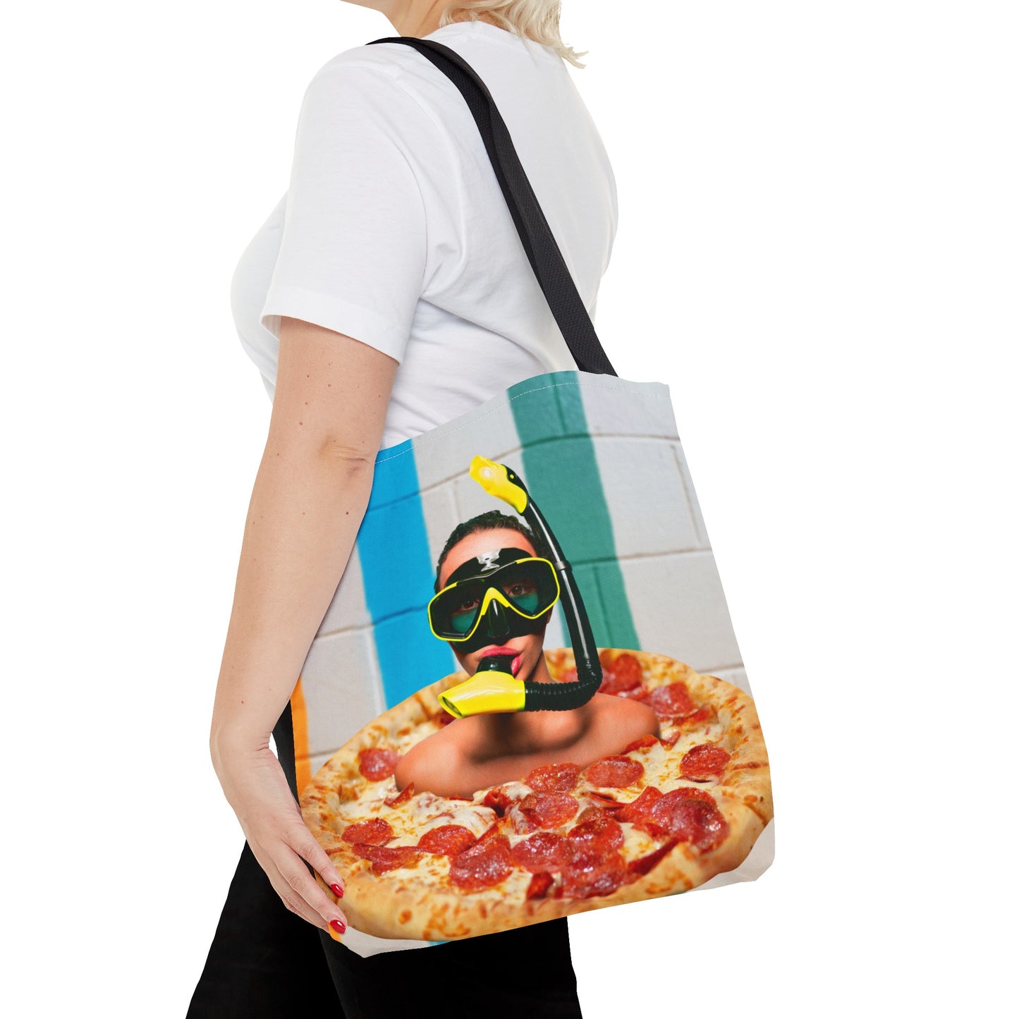 Cheesy Pizza Scuba Diver Tote Bag - Colorful Artwork for Divers & Foodies "Grease and Salt"